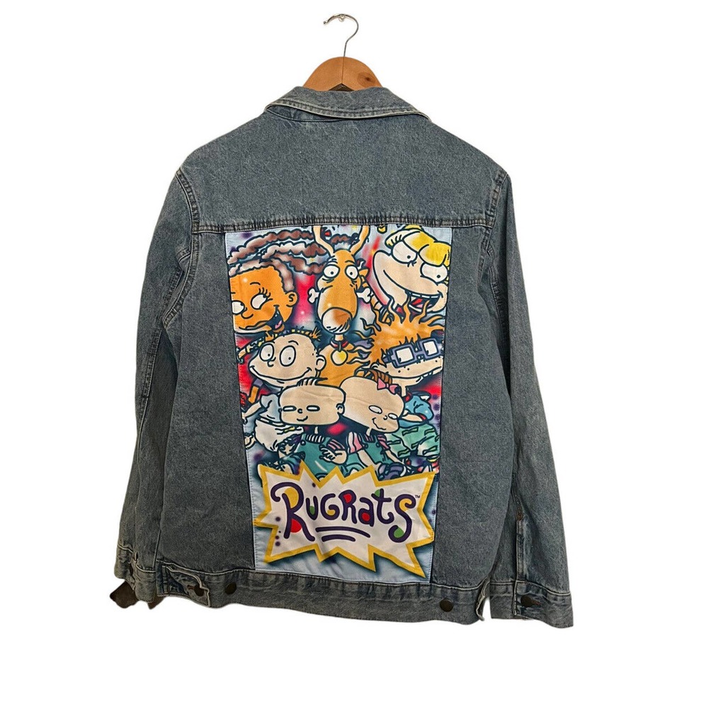 Nickelodeon Rugrats Demin Jean Jacket Medium Cartoon Character Print Unisex New